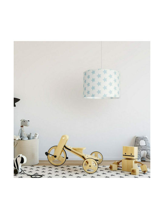 Veis Hesperis Big Stars Single Bulb Kids Lighting Pendant of Fabric 60W with Drive Size E27 In Light Blue Colour