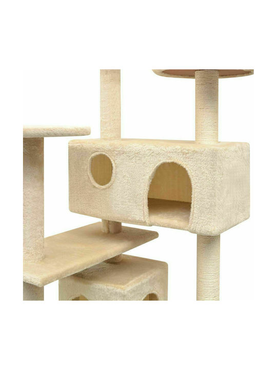 vidaXL Cat Scratching Post Cat Tree In Beige Colour 67x67x125 cm