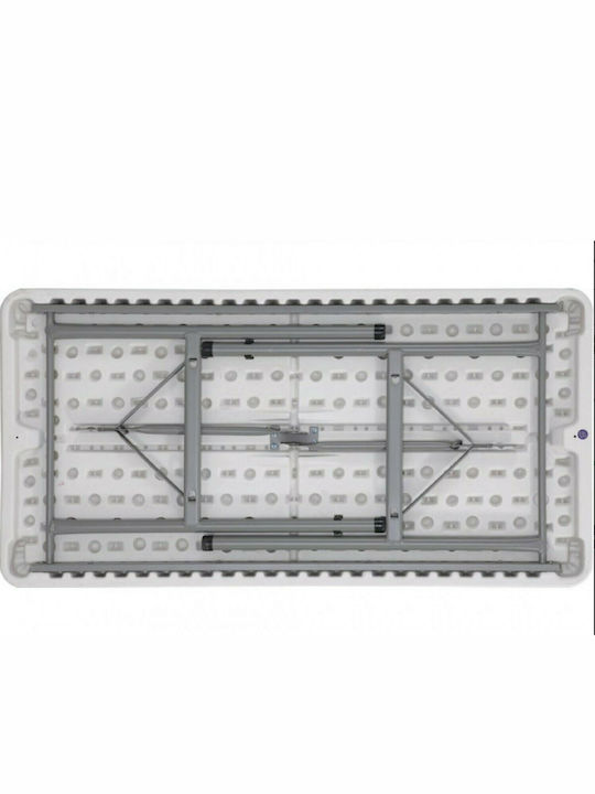 Blow Outdoor Dinner Foldable Table with Plastic Surface and Metal Frame White 122x60x74cm