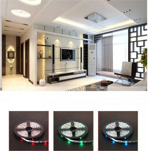 Αδιάβροχη Ταινία LED 12V RGB Φως 5m Τύπου SMD3528 με Τροφοδοτικό & Τηλεχειριστήριο