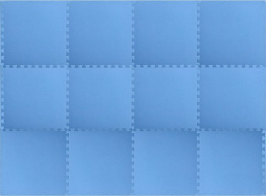 vidaXL EVA Gym Floor Puzzle Tatami Mat Blue 12pcs 60x60x1cm