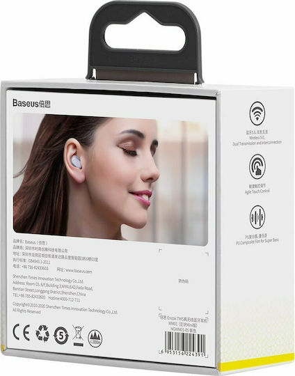 Baseus WM01 In-ear Bluetooth Handsfree Ακουστικά με Θήκη Φόρτισης Μωβ