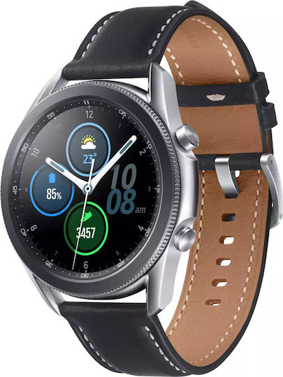 Samsung Galaxy Watch3 Stainless Steel 45mm Αδιάβροχο με Παλμογράφο (Mystic Silver)