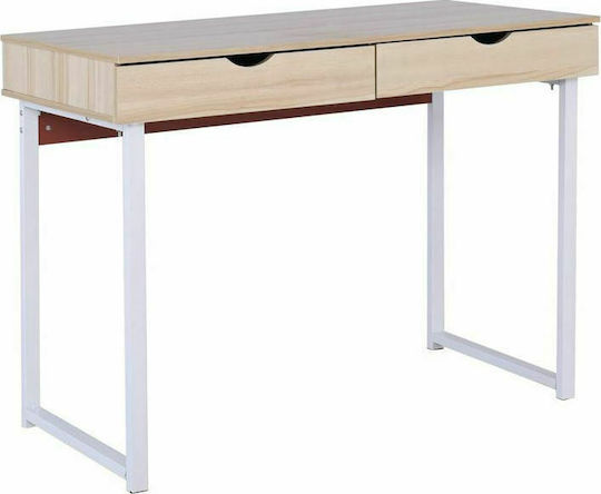 Schreibtisch Maple Holz Beigefarben mit Metallbeinen 100x48x75cm EΟ403,2A