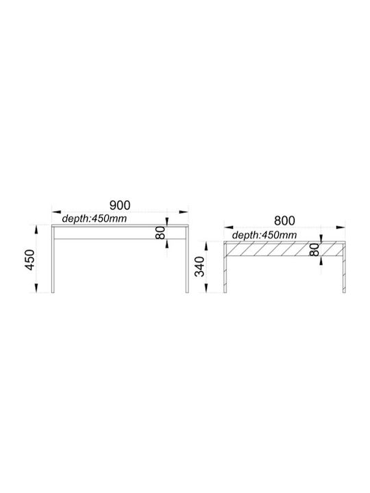 Rectangular Măsuță de Cafea Petra Duo de Lemn Bej L80xP45xH45cm.