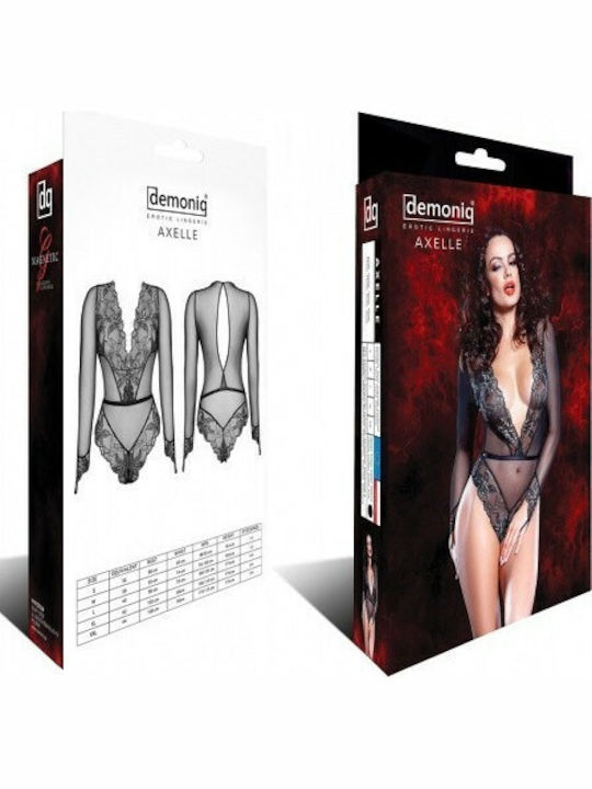 Demoniq Axelle Teddy Sexy Κορμάκι με Διαφάνεια & Δαντέλα Black