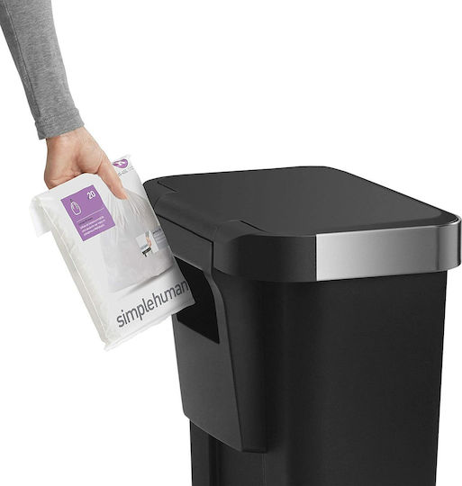 Simplehuman Plastic Waste Bin 45lt with Pedal Black