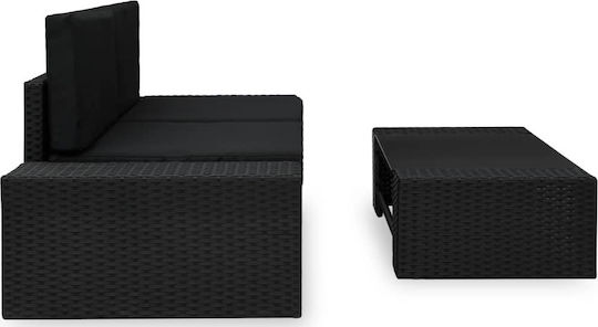 Set Cameră De Zi Pentru Exterior 3 Piese Negru Cu Perne