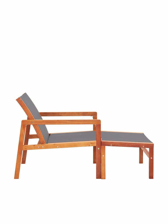 Deckchair Wooden with Textilene Fabric Gray 133x60x77.5cm.