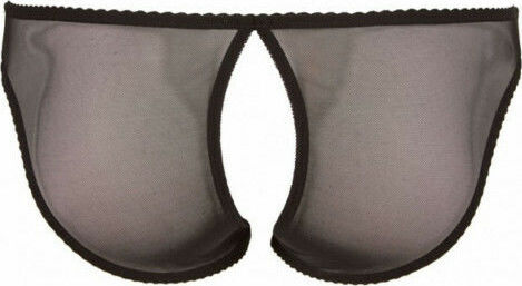 Cottelli Collection Charming Crotchless Embroidered Brief Γυναικείο Sexy Slip Αυτοκινήτου Black