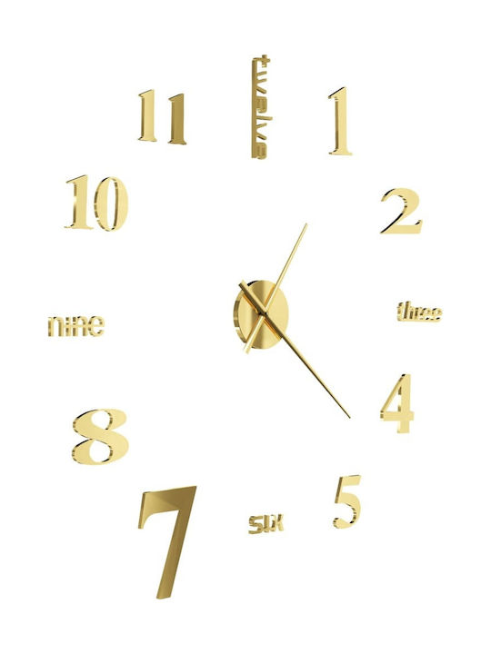 vidaXL 3D Wall Clock Sticker Metallic Gold Ø100cm