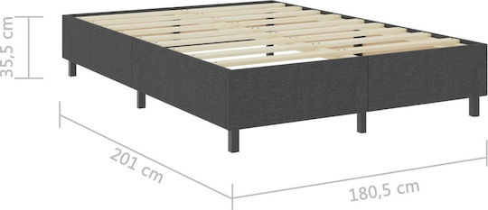 Легло King Size Облечено с Текстил Сиво Подходящо за Матрак 180x200см