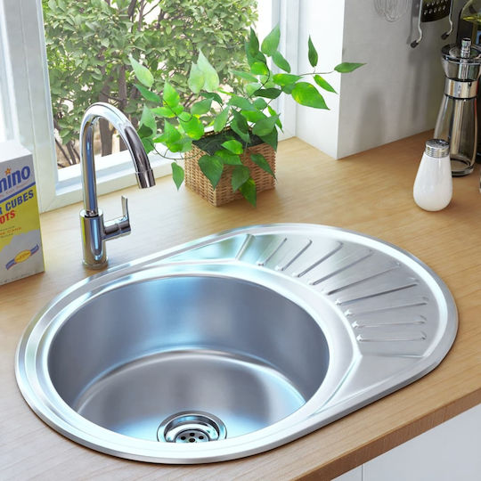 vidaXL Ένθετος Νεροχύτης Inox Σατινέ Μ57xΠ45cm Ασημί