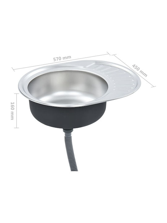 vidaXL Drop-In Sink Inox Satin W57xD45cm Silver