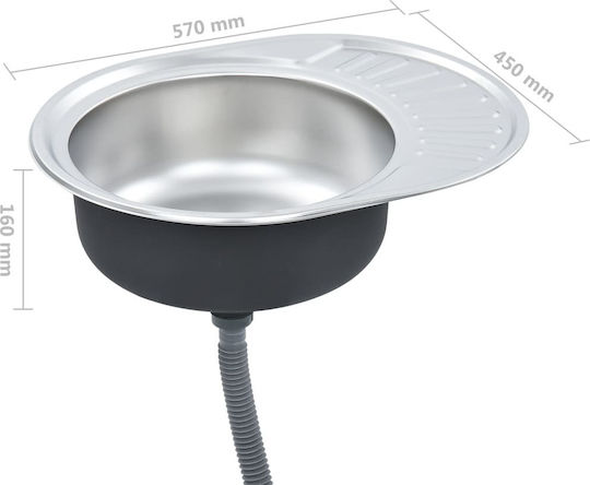 vidaXL Ένθετος Νεροχύτης Inox Σατινέ Μ57xΠ45cm Ασημί