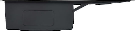 vidaXL Drop-In Sink Left Inox Brushed W87xD44cm Black