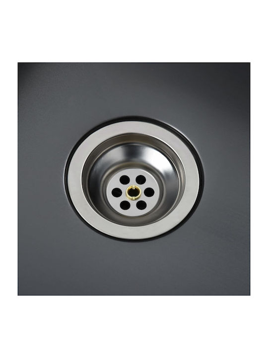 vidaXL Ένθετος Νεροχύτης Αριστερός Inox Brushed Μ87xΠ44cm Μαύρος