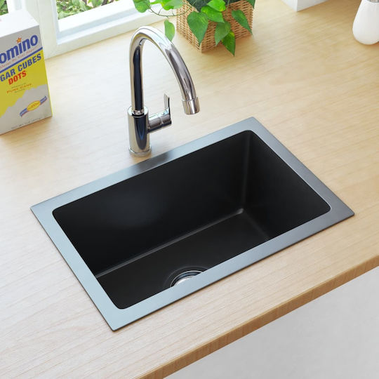 vidaXL Drop-In Sink Inox Brushed W44xD29cm Black