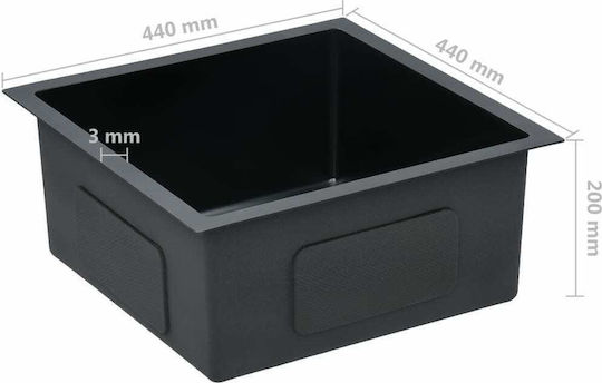 vidaXL Drop-In Sink Inox Brushed W44xD44cm Black