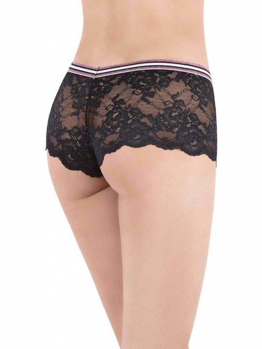 Milena by Paris 1576 Women's Boxer with Lace Black 001576-Μαύρο