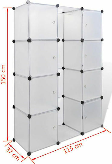 Triple Door Wardrobe White 115x37x150cm