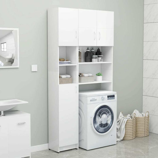 vidaXL Floor Bathroom Column Cabinet L190xD32xH25.5cm White