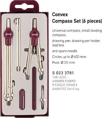 Rotring Convex Set Compass with Point and Circle Cutter in Case