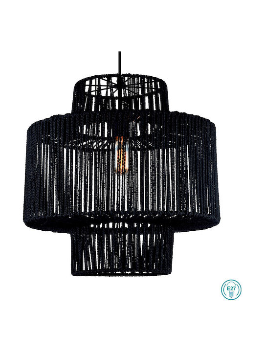 Viokef Ellis Pendant Light Single-Light with Rope for Socket E27 Black