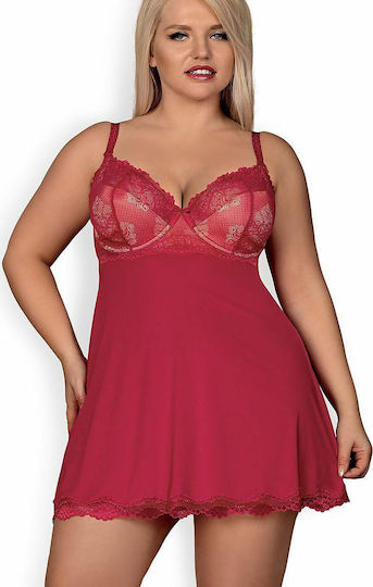 Obsessive Rosalyne Sexy Σετ με Νυχτικό & Ρόμπα με Δαντέλα Red