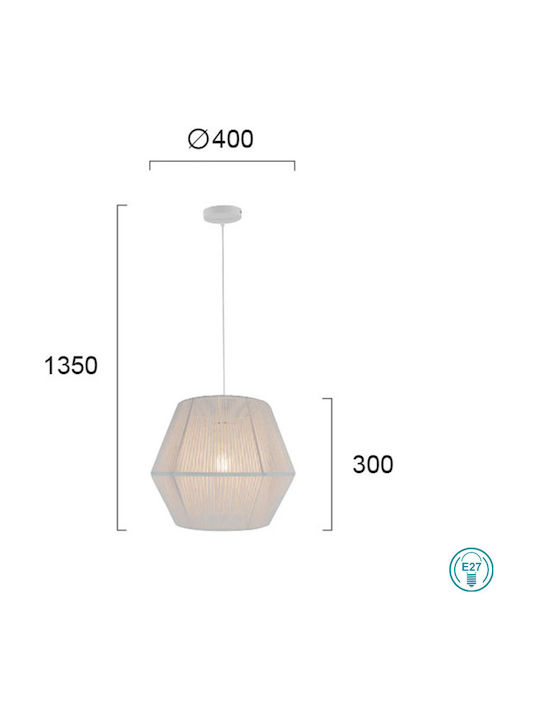 Viokef Zaira Hängelampe Braun Glocke mit Fassung E27 40x40x300cm.