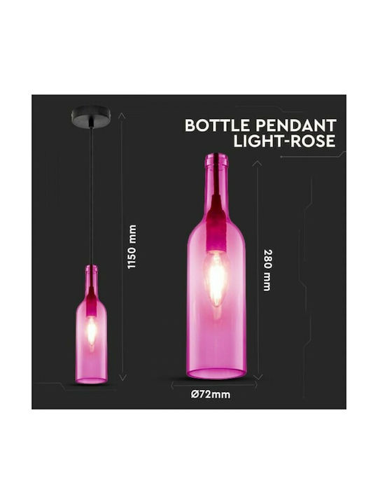 V-TAC Bottle Κρεμαστό Φωτιστικό Ροζ με Ντουί E14 7.2x28x28εκ.
