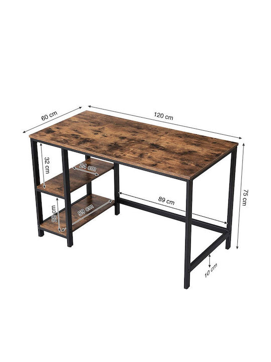 Desk Wooden Brown with Metal Legs 120x60x75cm