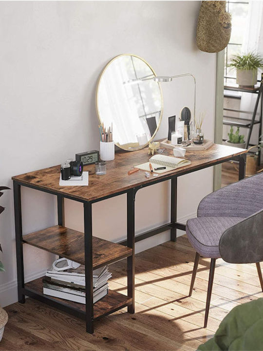 Desk Wooden Brown with Metal Legs 120x60x75cm