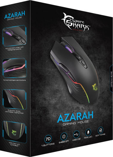 White Shark GM-5003 Azarah RGB Gaming Ποντίκι 6400 DPI Μαύρο