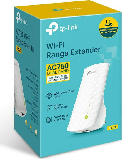 TP-LINK RE220 v2 WiFi удължител Двулентов (2.4 и 5GHz) 750Mbps