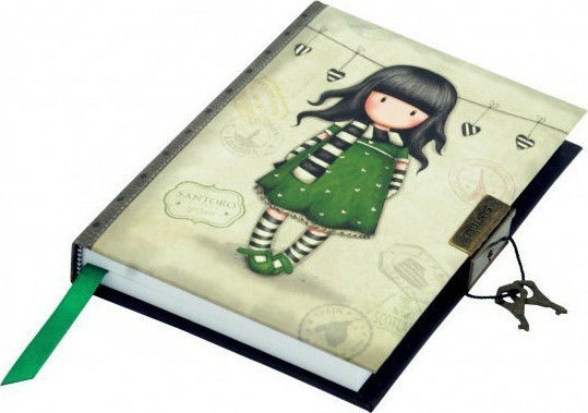 Santoro Kinder-Equipment Notizbuch Bullet Journal mit Hartcover und Schloss Grün