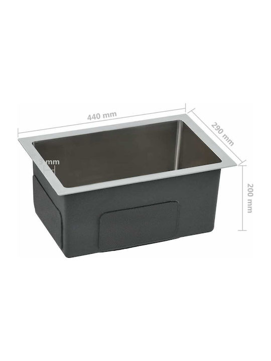 vidaXL Drop-In Sink Inox Brushed W44xD29cm Silver