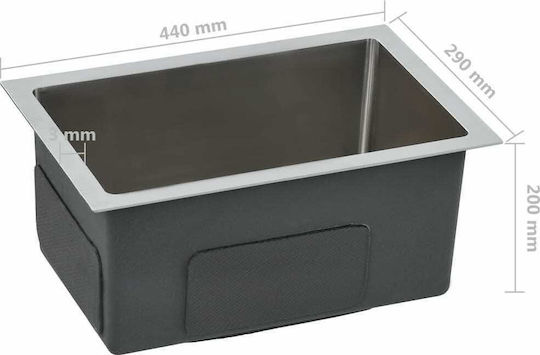 vidaXL Drop-In Sink Inox Brushed W44xD29cm Silver