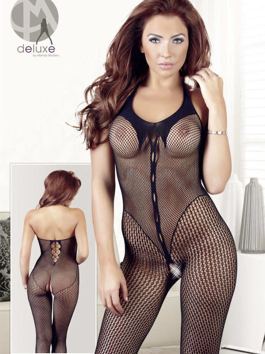 Mandy Mystery Net Catsuit Bodystocking Sexy Plasă Fără Chilot Negru