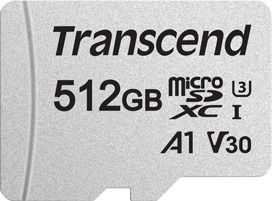 Transcend 300s microSDXC 512GB Class 10 U3 V30 A1 UHS-I with Adapter