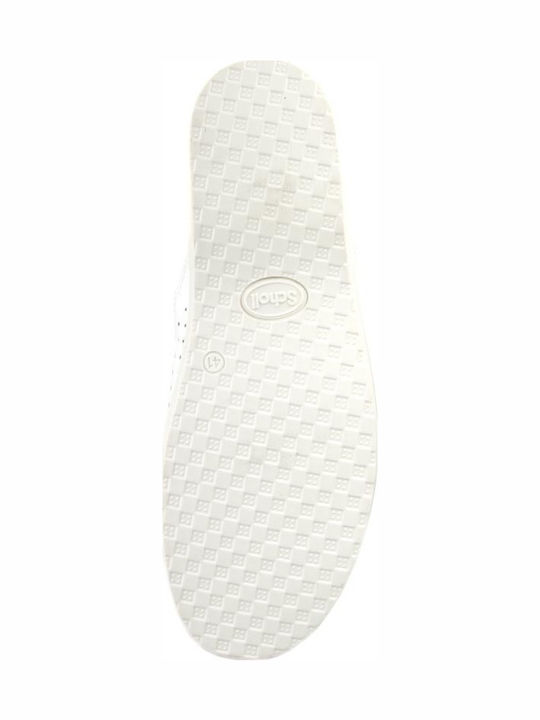 Scholl Back Guard Leather Anatomic Clogs White