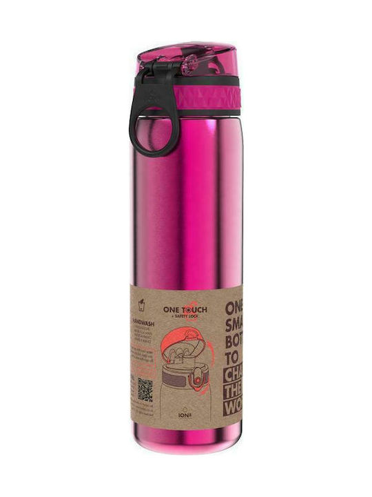 Ion8 Leak Proof Slim Sport Stainless Steel Water Bottle 600ml Pink