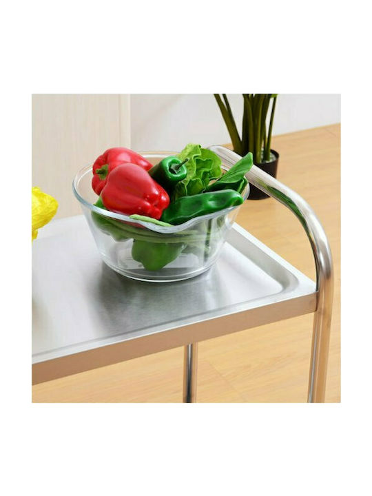 HomCom Κάβα Ποτών Μεταλλική με Ρόδες Ασημί 71x41x81εκ.