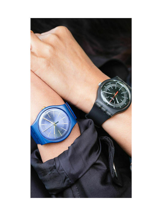 Swatch Intercyderal Watch Battery with Black Rubber Strap