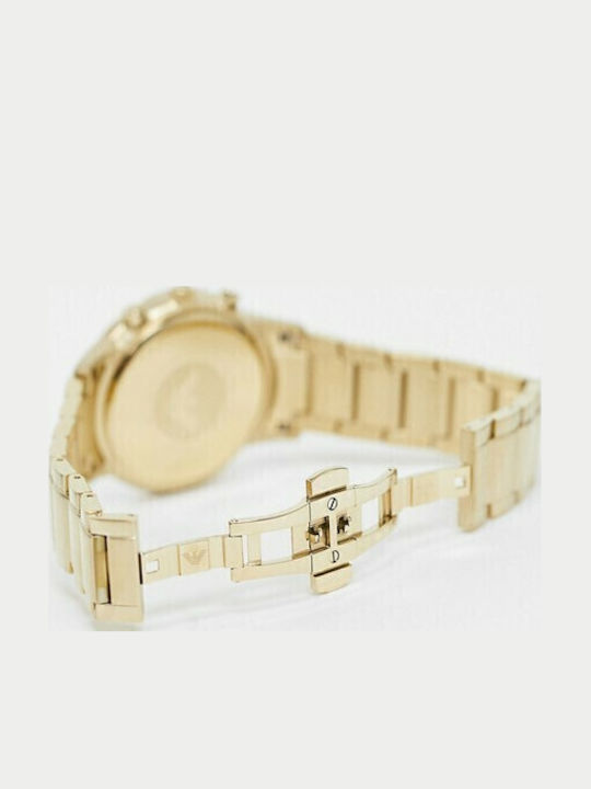 Emporio Armani Renato Ανδρικό Ρολόι 43mm Χρονογράφος Μπαταρίας με Χρυσό Μεταλλικό Μπρασελέ
