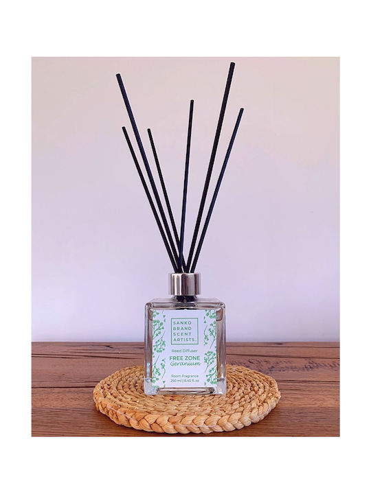 Sanko Scent Αρωματικό Χώρου με Sticks Free Zone Geranium Reed Diffuser SC-RD00661 250ml