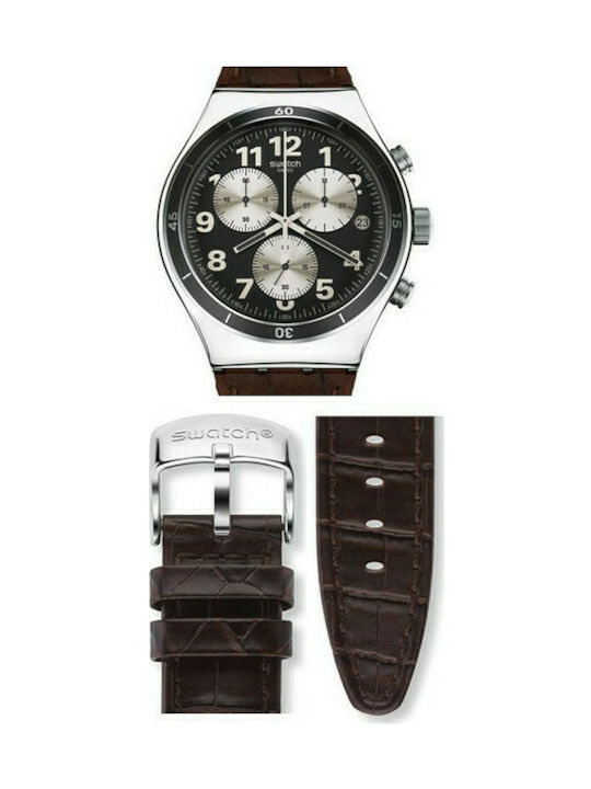 Swatch New Irony Chrono Leather Strap Brown 21mm