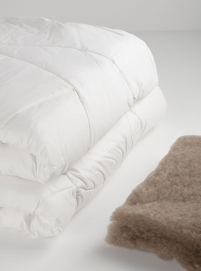 Vesta Home Πάπλωμα Μονό Μάλλινο 160x230εκ. Camel Λευκό 350 GSM 11.5 togs