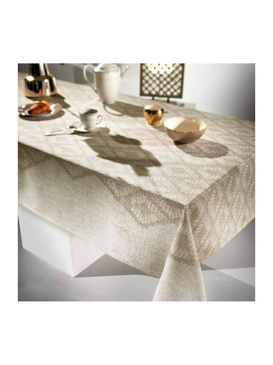 Saint Clair 1026 Polyester Stain Resistant Tablecloth Natural 140x250cm