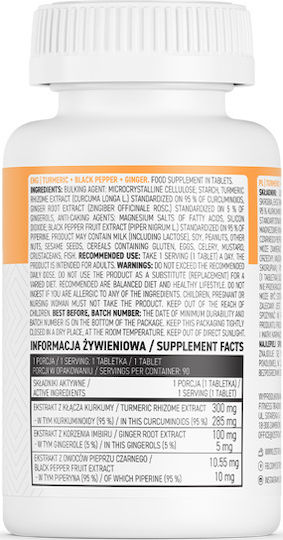 OstroVit Turmeric + Black Pepper + Ginger 90 ταμπλέτες | Skroutz.gr